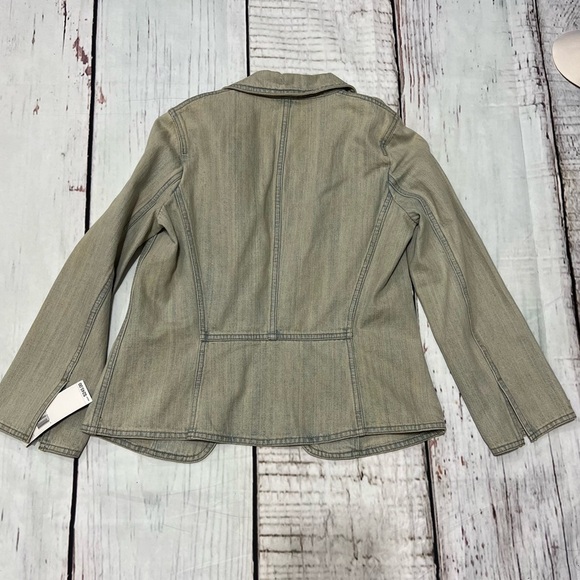 DKNY womens denim fitted blazer jacket dirty wash vintage 90s Y2K in size 6 NWT - Picture 5 of 16
